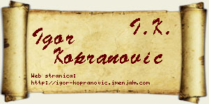 Igor Kopranović vizit kartica